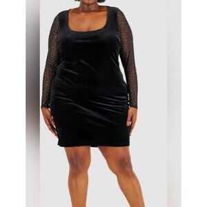 New City Studio Stretch Velvet Cut Out Dress Plus Size 2X
